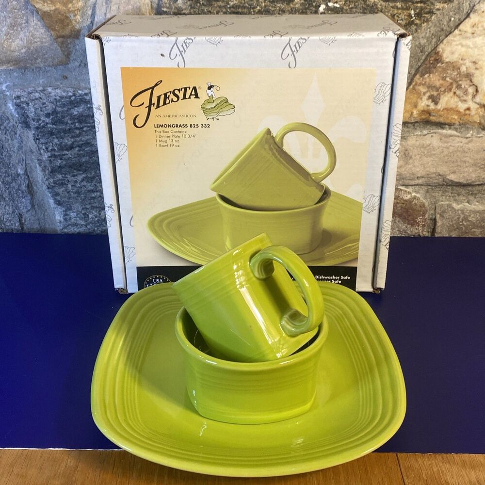 Fiesta Lemongrass 825 332 3 Piece Dinnerware - 10.75" Plate 13 oz Mug 19 oz Bowl